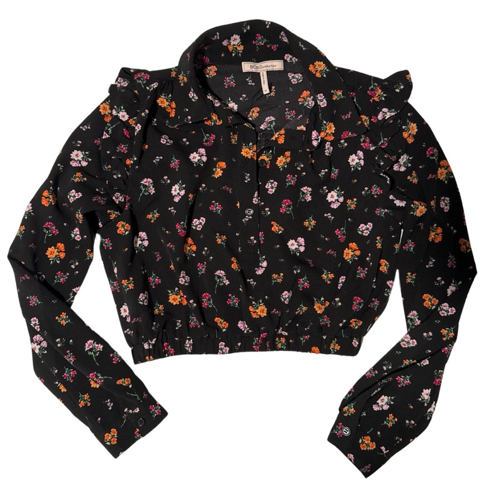 💐Floral Dream Cropped Blouse - Perfect for Fall/Winter!